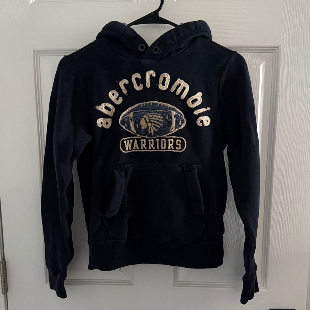 Abercrombie Kids Navy Hoodie with Cream Logo